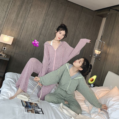 春季新款女装韩版学院风连帽卫衣运动套装女休闲宽松卫裤两件套潮