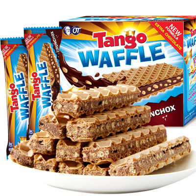印尼进口Tango咔咔脆巧克力夹心威化饼干160g曲奇网红零食年货