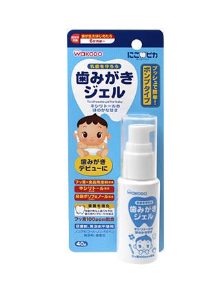 现货日本代购和光堂wakodo婴幼儿牙膏绿茶多酚低氟可吞咽牙膏6月+