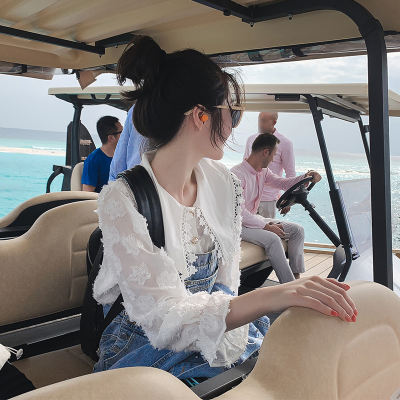 早春气质淑女娃娃领蕾丝衬衫女喇叭袖很仙的流苏上衣春装2019新款