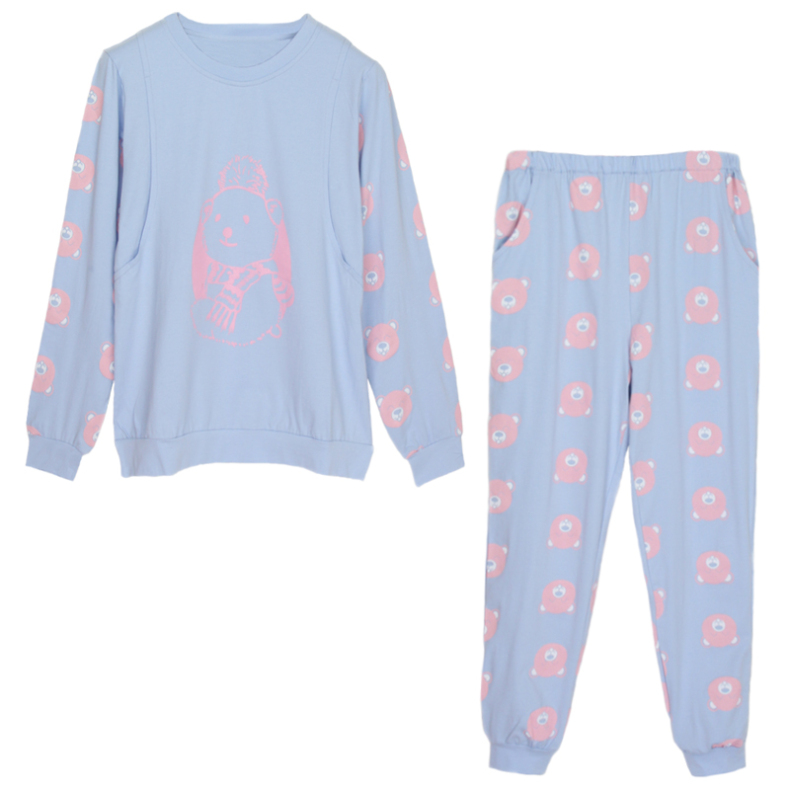 纯棉月子服夏孕妇睡衣春秋冬产妇喂奶产后外出哺乳睡衣家居服套装