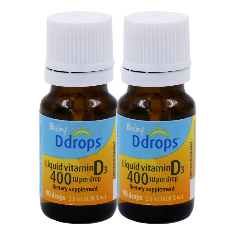 加拿大进口Ddrops婴儿儿童维生素D3滴剂 2.5ml*2瓶宝宝补钙90滴