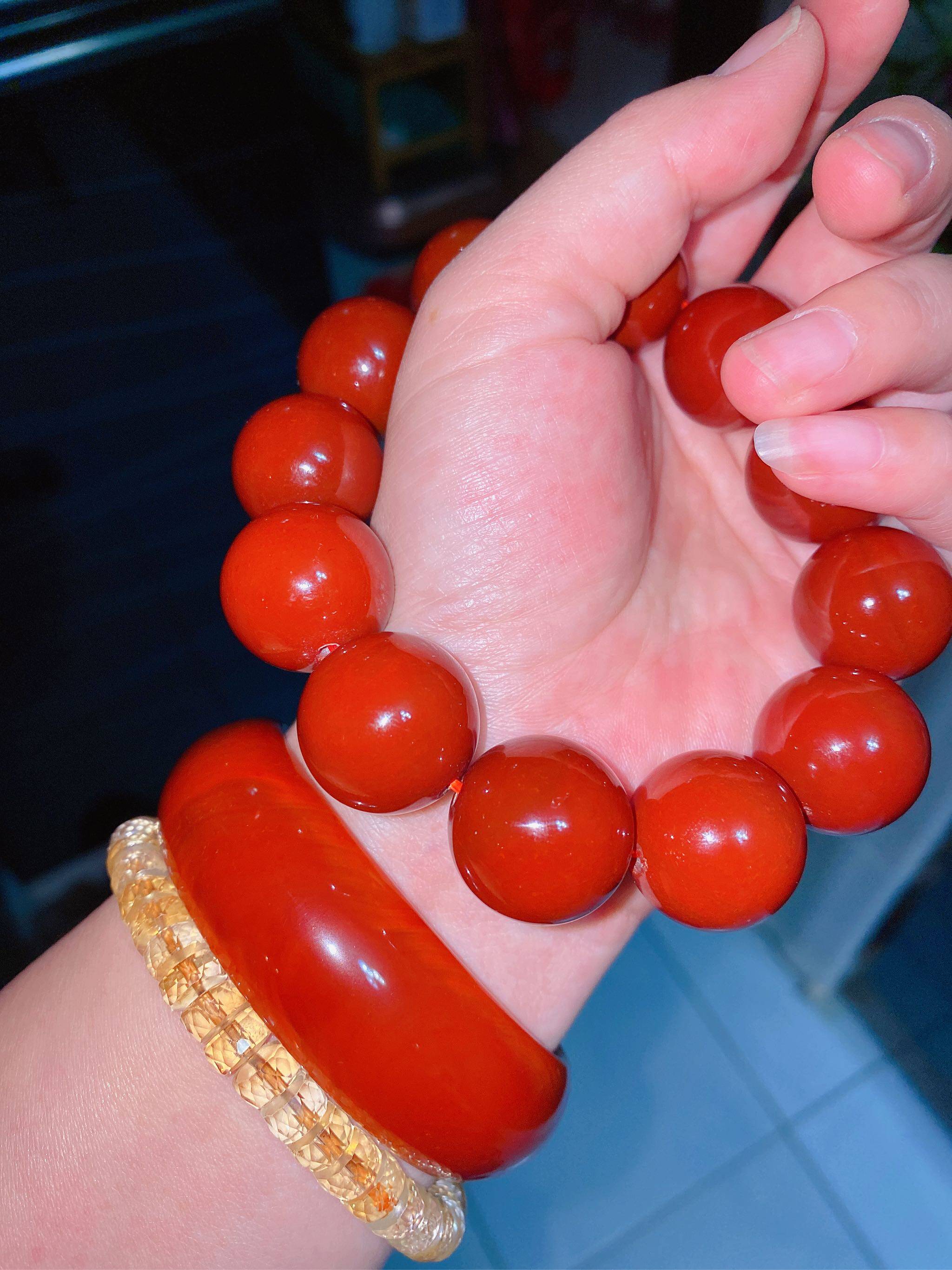 南红玛瑙手镯女款加宽加厚柿子红满红满肉玉镯子手饰颜色红润证书