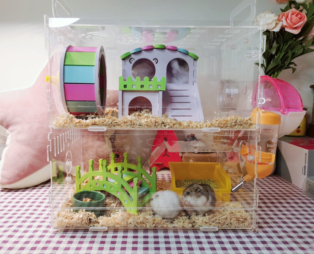 仓鼠笼子亚克力透明双层别墅仓鼠用品金丝熊超大别墅豪华笼子套餐