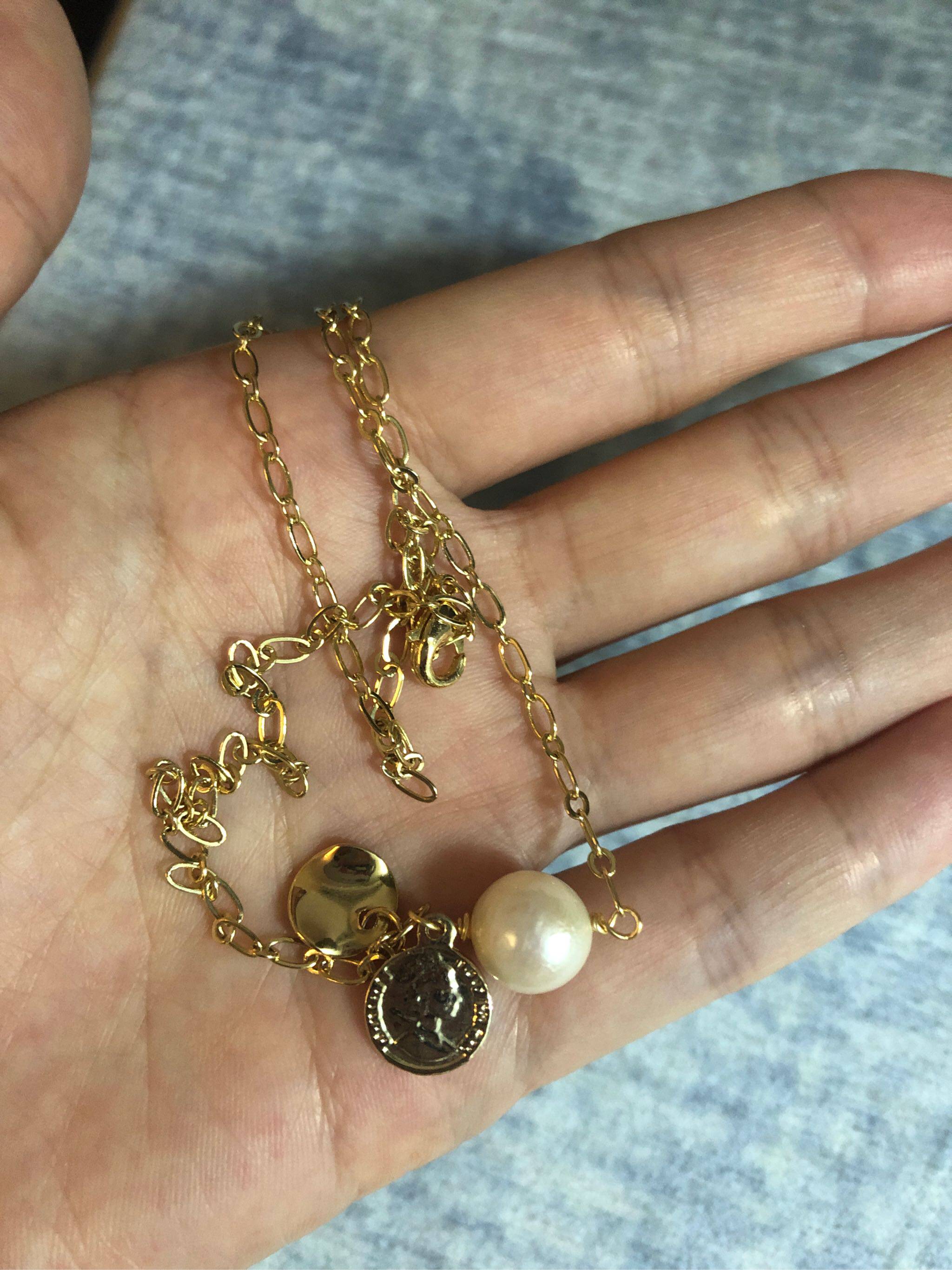 限量 匠人系列手工14k包金天然珍珠锁骨链项链【聚划算