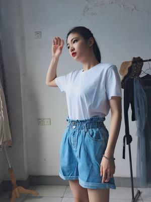 2019夏季新款男士短袖t恤大码纯棉上衣服圆领打底衫半袖潮流体恤