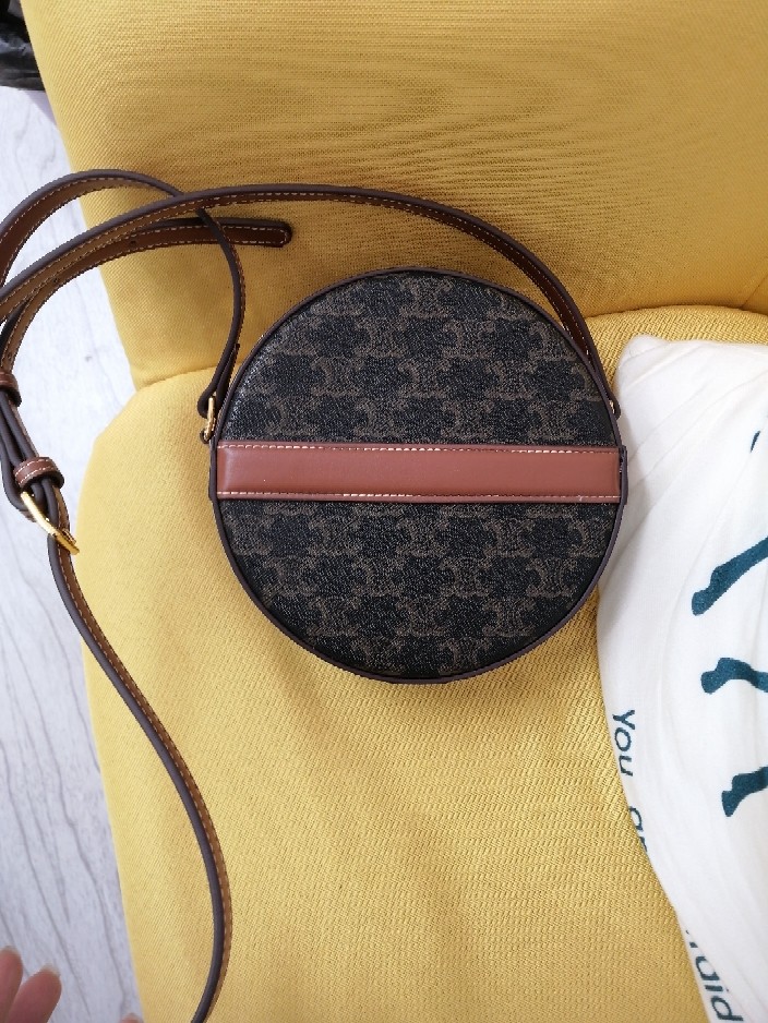 凯旋门包代购小圆包女斜挎单肩手拿真牛皮高级感小包凯旋门老花包