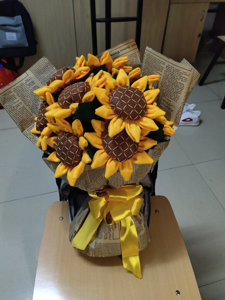 太阳花向日葵花束 手工diy不织布材料包自制布艺成人制作手作手缝