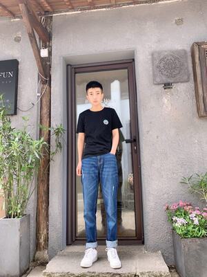 A21男装春夏季纯棉男裤牛仔裤男薄款小脚潮流 男生小直筒男款裤子