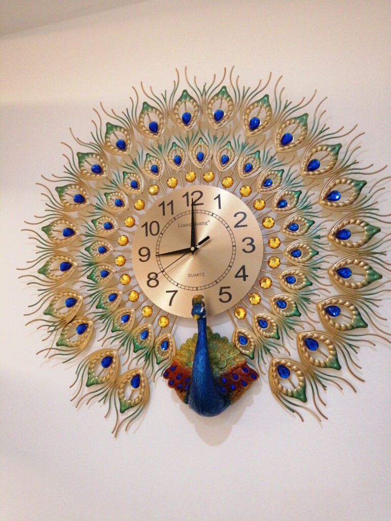 孔雀钟表挂钟客厅家用时尚创意个性简约静音北欧轻奢装饰时钟挂墙