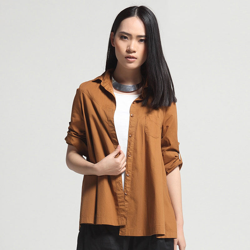 自然码2014春装新款全棉衬衫女装长袖纯棉韩