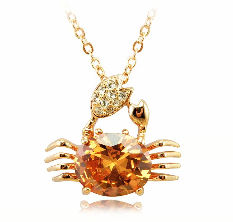 时尚甜美,可爱巨蟹星座项链, 镀金防过敏.